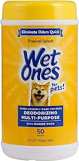 Wet Ones for Pets Deodorizing Multi-Purpose Dog Wipes With Baking Soda | Dog Deodorizing Wipes For All Dogs in Tropical Splash Scent, Wet Ones Wipes for Deodorizing Dogs | 50 Ct Cannister Dog Wipes