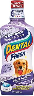 Dental Fresh Advanced Plaque and Tartar Water Additive, 17oz – Dog Teeth Cleaning Formula to Freshen Breath and Improve Overall Oral Health