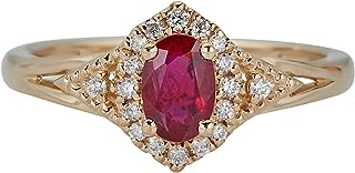 Gin & Grace 10K Yellow Gold Mozambique Genuine Ruby Ring with Diamonds for women | Ethically, authentically & organically sourced (Oval-Cut) shaped Ruby hand-crafted jewelry for her | Ruby Ring for wo