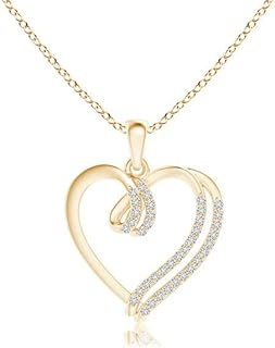 Angara Natural Diamond Heart Pendant Necklace for Women, Girls in 14K Solid Gold/Platinum | April Birthstone | Jewelry Gift for Her | Birthday|Wedding Anniversary