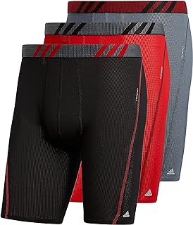 Men's Sport Performance Mesh Long Boxer Brief Underwear (3-Pack)