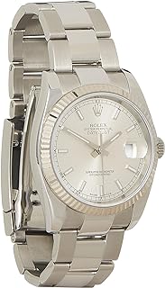 Pre-Loved 18K White Gold & Stainless Steel Roman Datejust 116234 36mm, Silver