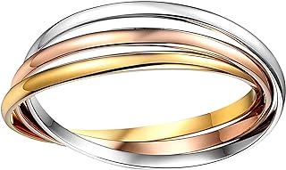 14k Tricolor Gold Interlocking Women's Bangle Bracelet, 7.5"