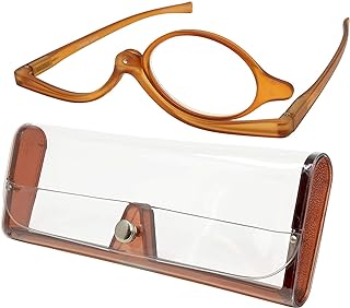 Tete Makeup Glasses Magnifying Swivel Single Lens Make Up Application Magnifier Eyeglasses Extra Durable Cosmetic Glasses with Stylish Case Brown Frame +1.50