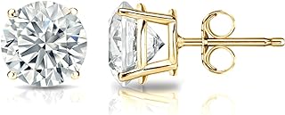 1/5 to 2 Carat Lab Grown Diamond Round Stud Earrings for Women in 14k Gold (VS2-SI1, 0.20 to 1.00 cttw) 4-Prong Setting Push Back Studs by Diamond Wish