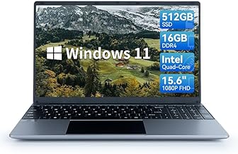 ANMESC Laptop Computer, 15.6" Laptop, 16GB RAM 512GB ROM, Windows 11 Laptop, Intel Celeron Quad-Core Processors, Laptop Computers with 1080P FHD, 38000mWh Battery, WiFi, Bluetooth, Type-C, TF Card