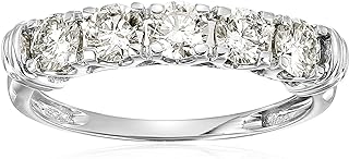VIR JEWELS 1 cttw Diamond Wedding Anniversary Band for Women 5 Stone Diamond Engagement Ring 14K White Gold SI2-I1 Clarity Certified Round Prong Set Size 4.5-10