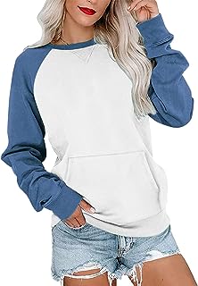 Ovanviso Womens Long Sleeve Sweatshirt Casual Crewneck Cute Pullover Tops Lightweight Sweatshirt with Pocket