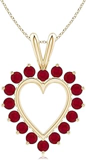 ANGARA Natural Ruby Heart Pendant Necklace with Diamond in 14K Solid Gold/Platinum for Women, Girls with 18" Chain | July Birthstone Jewelry Gift for Her | Wedding Anniversary