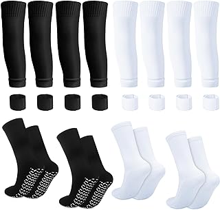 3 Set Men's Grip Soccer Socks Grip Pads Anti Slip Shin Guard Sleeves Shin Guard Straps for Men Non Skid Football Basketball Socks with Grip Pads