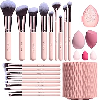 BS-MALL Makeup Brushes Premium Synthetic Foundation Powder Concealers Eye Shadows 18 Pcs Brush Set with 5 sponge & Holder Sponge Case