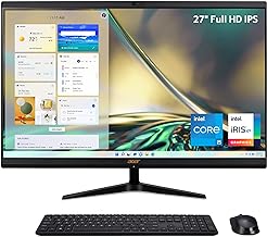 Acer Aspire C27-1700-UA91 AIO Desktop | 27" Full HD IPS Display | 12th Gen Intel Core i5-1235U | Intel Iris Xe Graphics | 16GB DDR4 | 512GB NVMe M.2 SSD | Intel Wireless Wi-Fi 6 | Windows 11 Home