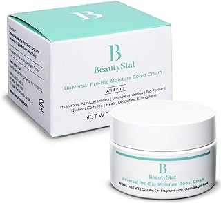 BeautyStat Cosmetics Universal Pro-Bio Moisture Boost Cream, Hyaluronic Acid Facial Skin Moisturizer, Natural Anti Aging, Anti Wrinkle (1 oz)