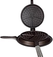 APPALACHIAN CAST IRON Great American Waffle Iron Pre-Seasoned, PFOA/PTFE Free, Made In USA | Vintage Inspired, 7 inch Stovetop Waffle Iron With Patriotic Design | Home & Commercial Use