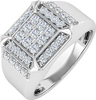 FINEROCK 3/4 Carat Men Diamond Wedding Band Ring in 10K Gold
