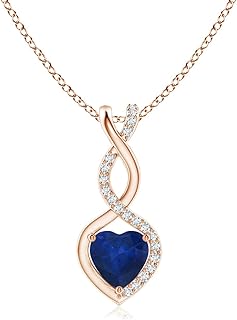 Angara Natural Blue Sapphire Infinity Heart Pendant Necklace in Sterling Silver for Women, Girls with 18" Chain | September Birthstone Jewelry Gift for Her | Wedding