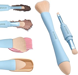 Alleyoop Multi-Tasker 4-in-1 Travel Makeup Brush – All-in-One Sponge, Eyeshadow, Eyebrow, Liner & Blush Blending for Foundation, Concealer, Powder Buildable Coverage Vegan, Dual-Ended Travel-Friendly