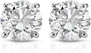 14k White, Yellow, or Rose Gold 1 Ct T.W. Round-Cut Natural Diamond Studs Women's Earrings