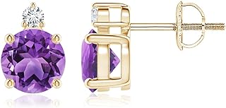 ANGARA Natural Amethyst Stud Earrings for Women Girls in Sterling Silver/14K Solid Gold/Platinum | February Birthstone Jewelry Gift for Her | Birthday | Wedding | Anniversary