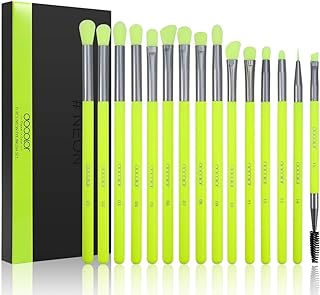 Docolor Eyeshadow Brush Set 15Pcs Eye Makeup Brushes Professional Makeup Brush Set Eye Shadow Blending Concealer Eyebrow Eyelash Eye Liners Premium Synthetic Eyeshadow Crease Brow Brush, Neon Green