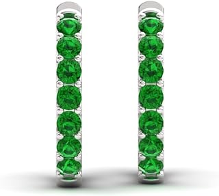 Diamondere Natural and Certified Gemstone Huggies Earrings in 14K White Gold | 0.30 Carat Earrings for Women