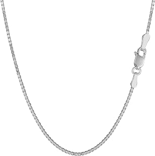 Jewelry Affairs 14k White Solid Gold Mirror Box Chain Necklace, 1.2mm