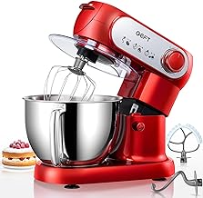 GEFT Stand Mixer, 6 QT 600W Tilt-Head Dough Mixer, 6+P speed Mixers Kitchen Electric Stand Mixer with Stainless Steel Bowl, Dishwasher-Safe Dough Hook, Flat Beater, Wire Whisk, Splash Guard, Red