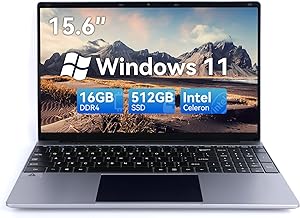 Chicbuy 15.6" Laptop Computer - 16GB RAM Laptop - Intel Quad-Core N5095 Processors, Pre-Installation Windows 11, 512GB ROM, 38000mWh Batteries, Laptop with IPS FHD 1080P, USB 3.0, 2.4/5G Dual WiFi