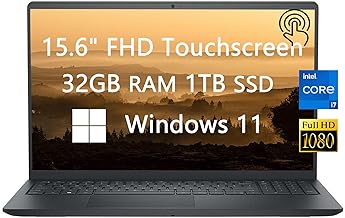 Dell Inspiron Touchscreen Laptop for College Student & Business, 15.6 inch FHD, 13th Gen Intel Core i7-1355U, 32GB RAM, 1TB SSD, Webcam, Wi-Fi, HDMI, Fast Charge, Lightweight, Windows 11