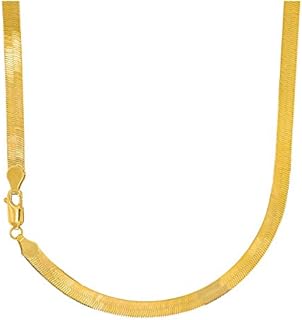 JewelStop 14k Solid Yellow Gold 5mm Super Flexible Silky Imperial Herringbone Necklace- 16 18 20 22 24 26