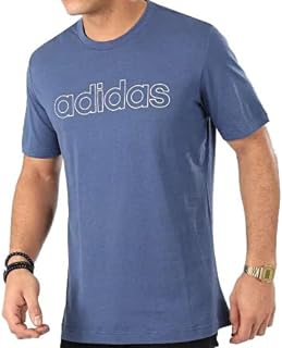 Men's Essentials Single Jersey Linear Embroidered Logo T-Shirt Indigo
