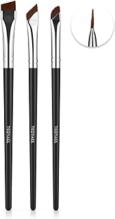 TEOYALL Angled Eyeliner Brushes Set, 3 PCS Ultra Thin Slanted Angled Eyebrow Brush Precision Defined Brushes (3 Angled Eyeliner Brushes)