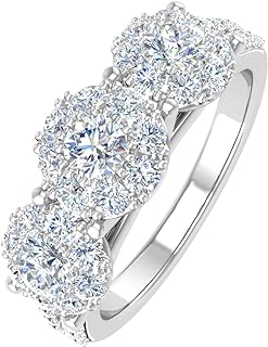 FINEROCK 1 Carat 3-Stone Prong Set Diamond Engagement Ring in 10K Solid Gold - IGI Certified