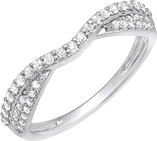 Dazzlingrock Collection Round White Diamond Contour Wedding Band for Women (0.32 ctw, Color I-J, Clarity I1-I2) in 14K Gold