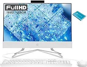 HP All-in-One Desktop Computer, 21.5" 1080P FHD Display, 32GB RAM, 1TB SSD, Intel Duel Core Celeron Processor, Webcam, WiFi, HDMI, Wired Keyboard&Mouse, P500 Portable SSD, Windows 11