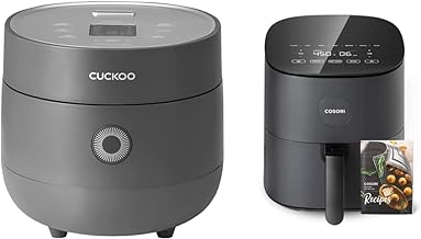 CUCKOO CR-0675F | 6-Cup (Uncooked) Micom Rice Cooker | Gray (CR-0675FG) & COSORI Air Fryer, 5 QT, 9-in-1 Airfryer Compact Oilless Small Oven, Dishwasher-Safe