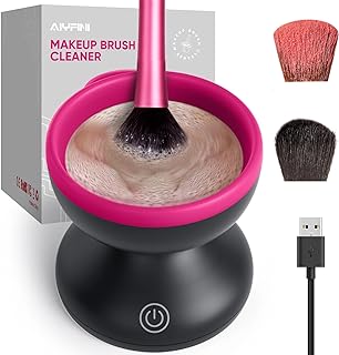 Electric Makeup Brush Cleaner Machine - Alyfini Portable Automatic USB Cosmetic Brush Cleaner Tools for All Size Beauty Makeup Brushes Set (Black)