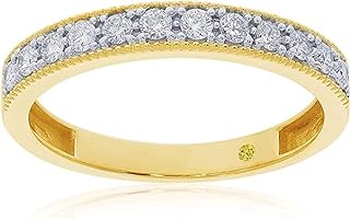 La Joya 1/2 CT TW Certified Lab Created Diamond Ring Bands - Sparkling 10k Yellow Gold Stacking Band, Promise Ring, Anniversary Ring and Vintage Wedding Ring for Women with Real Diamonds | Ring Size 7