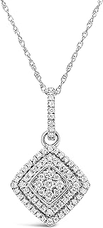 10K White Gold Chain & 1/4 Carat Diamond Cluster Pendant, Minimalist Diamond Jewelry For Women, Ideal for Anniversary, Valentine's day, Mother's day, Wedding, Birthday (18 Inches)