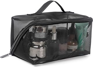 rewhaw Large Makeup Bags Mesh Makeup Bag Clear Toiletry Bag Black Mesh Makeup Organizer Cosmetic Organizer Case Make up Bags for Women