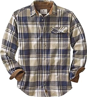 Legendary Whitetails Men's Buck Buck Camp Flannel Shirt, Long Sleeve Plaid Button Down Casual Shirt for Men, with Corduroy Cuffs, Fall & Winter Clothing, Shale Plaid, Medium