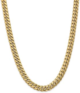Sonia Jewels 14k Yellow Gold 9.3mm Miami Cuban Curb Chain Necklace - with Secure Lobster Lock Clasp 30"