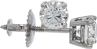 14k Gold Earrings 1.00 Carat Lab-Created Diamond Stud Womens Screw Back VS2-SI1