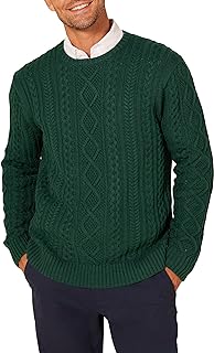 Amazon Essentials Men's Long-Sleeve 100% Cotton Fisherman Cable Crewneck Sweater