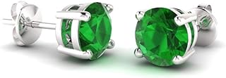 Diamondere Natural and Certified Gemstone Solitaire Stud Earrings in 14K White Gold | 0.85 Carat Earrings for Women