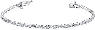 La4ve Diamonds 1.00-3.00 Carat Diamond, Prong Set 10K White Gold Round-cut Lab Grown Diamond Tennis Bracelet (J, VS-SI) Real Diamond Jewelry for Women| Gift Box Included
