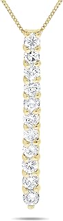 Jewelry Bliss 14k Yellow Gold, 3/4 Carat 1 Inch Diamond Bar Pendant Necklace For Women. 18 Inch Chain (J-K, SI2-I1)