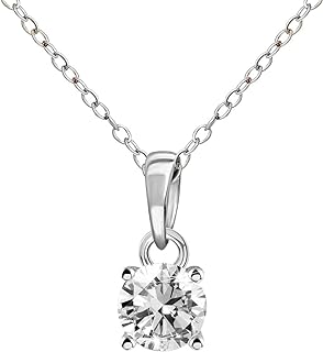 1/20 Carat - 3/4 Carat | 14K White, Yellow Or Rose Gold | Natural Solitaire Diamond Pendant Necklace | Tanache