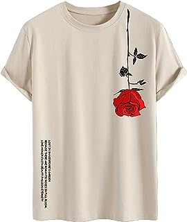 SOLY HUX Men's Graphic Tees Vintage T-Shirts Floral Letter Print Crewneck T Shirts Short Sleeve Casual Summer Shirt