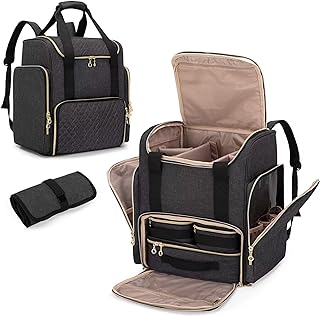LUXJA Makeup Backpack with 3 Removable Cases and 1 Makeup Brush Bag, Large Makeup Bag Cosmetic Bag with Multiple Storage Sections (Patented), Black